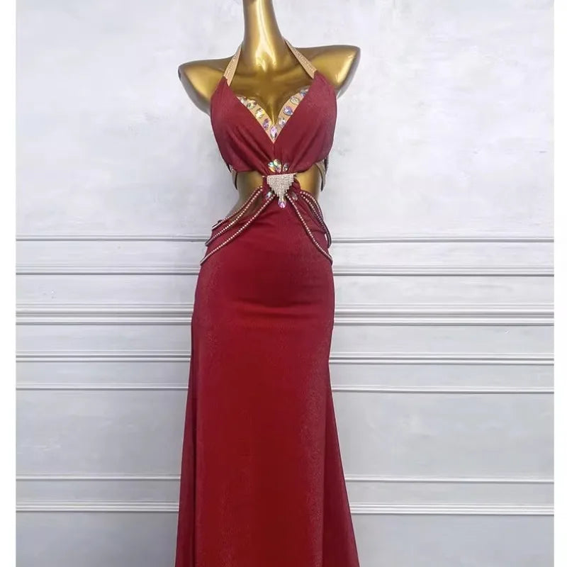 Custom Beaded & Embroidered Red Oriental Belly Dance Suit Performance Costume | Costume Sets | Wiccan Center