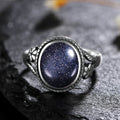 Sterling Silver Stone Oval Flower Ring | Ring | Wiccan Center