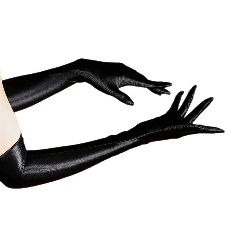 80D Satin Shiny High-Elasticity Opera Length Gloves Stage Performance Gloves | Gloves | Wiccan Center
