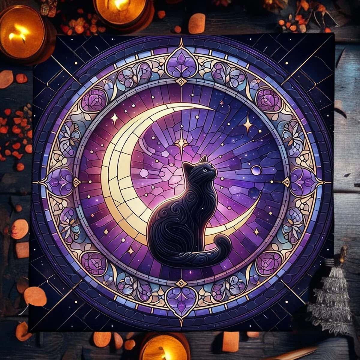 Witchcraft Cat Altar Cloth Tarot Card Tablecloth Moon Pentagram Table Cloth For Divination Cloth Tarot Mat Witch Home Decor | | Wiccan Center