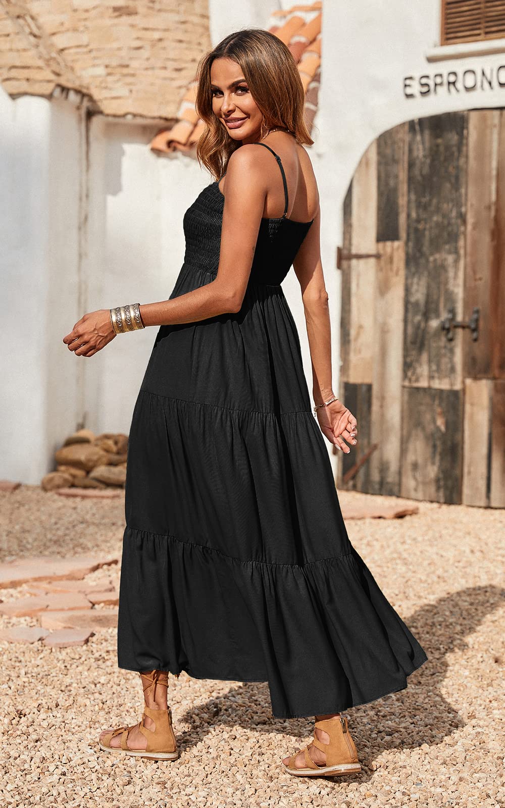 Spaghetti Strap Maxi Dress Women Summer Sleeveless Smocked Boho Long Beach Dress Sundresses | Dresses | Wiccan Center