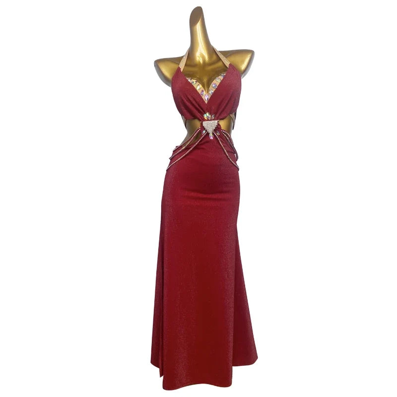 Custom Beaded & Embroidered Red Oriental Belly Dance Suit Performance Costume | Costume Sets | Wiccan Center