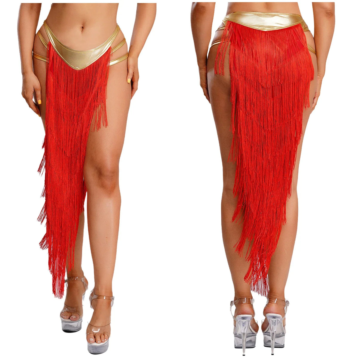 Women Cleopatra Egyptian Queen Cosplay Costume Belly Dancing Indian Dance Tassel Skirt Built-in Briefs for Halloween Carnival | Skirts | Wiccan Center