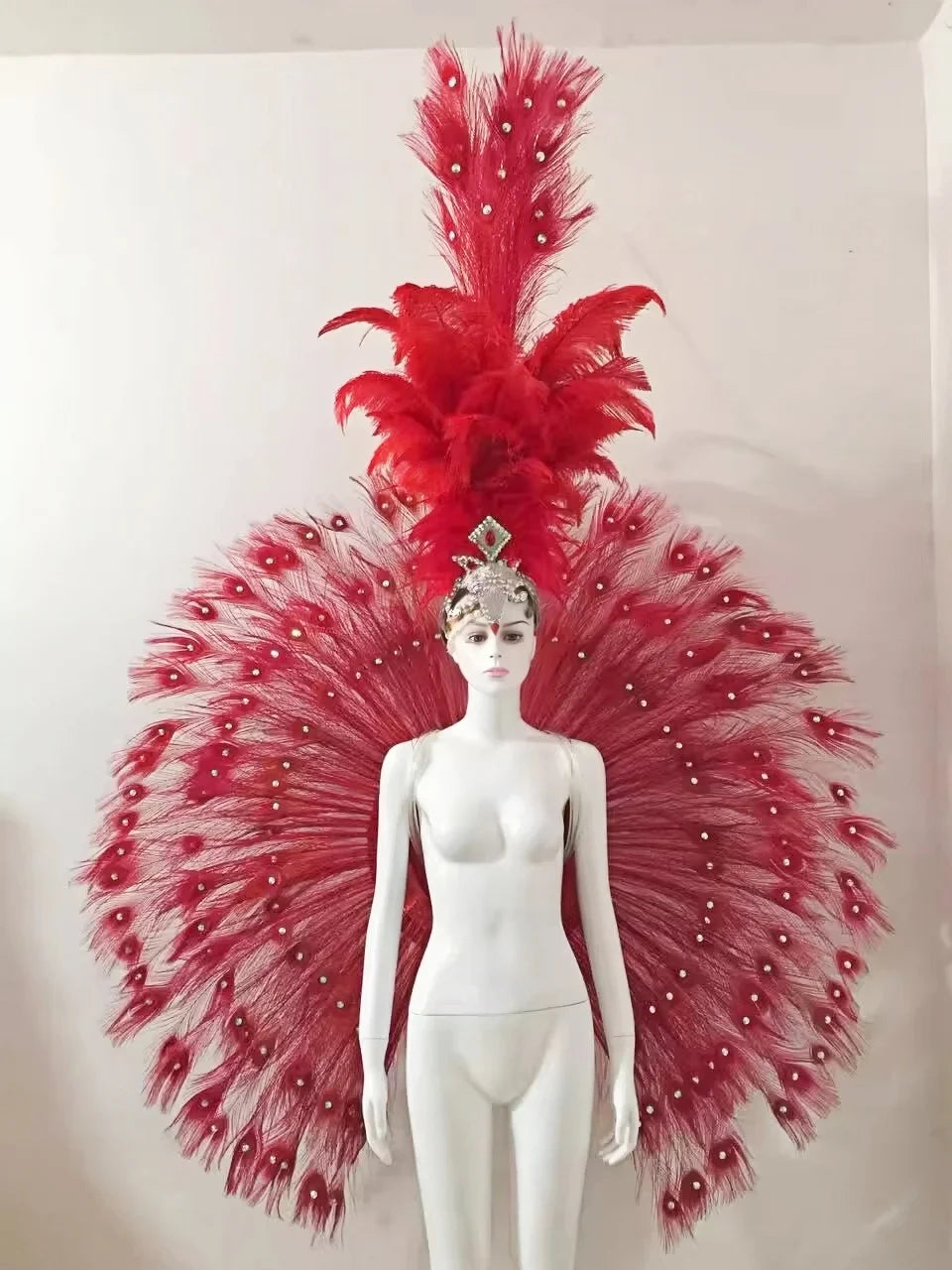 Showgirl Feather Backpiece and Rhinestone Headdress Set | Costume Sets | Wiccan Center