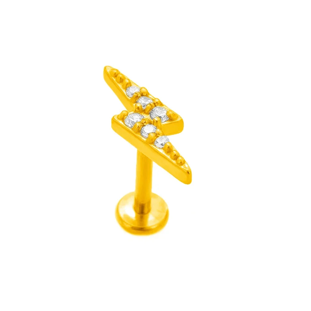 Lightning Internal Thread Labret Piercing Crown Bee Flowers Cartilage Earring Tragus Conch 316L Stainlesss Steel Body Jewelry | | Wiccan Center