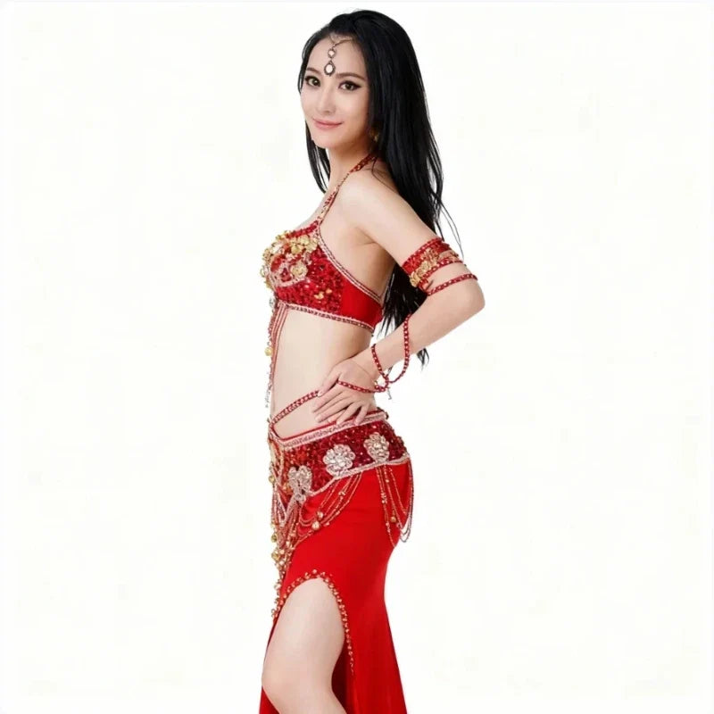 Dazzling Beaded Belly Dance Bra & Belt 2-Piece Costume Outfit Set | Costume Sets | Wiccan Center