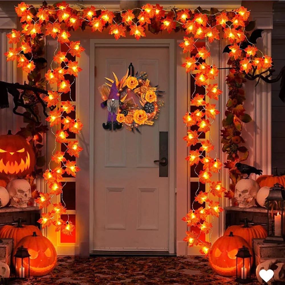 Halloween Maple Leaf String Lights 2/3/6M Garland Decoration | | Wiccan Center