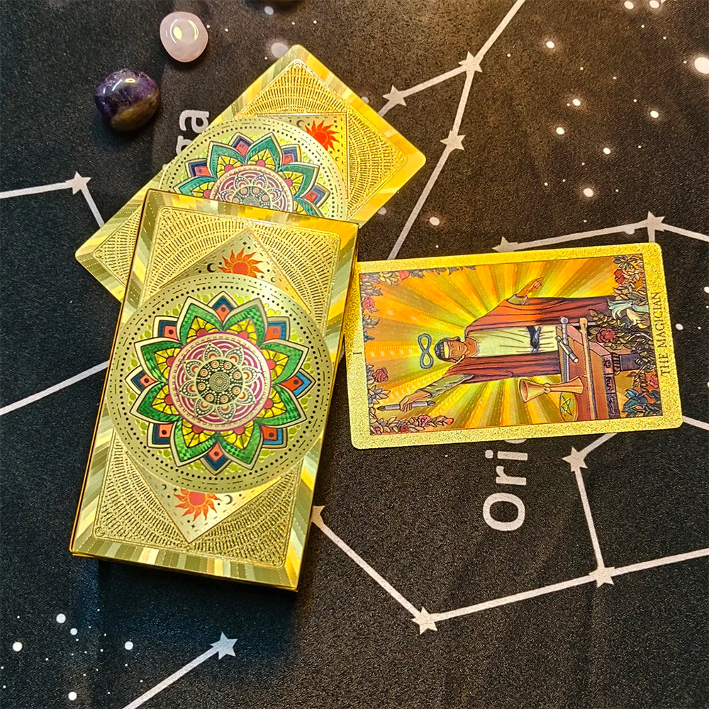 Cost Worthy Luxe Gold Foil Tarot Deck With Nice Plastic Package Board Game of Oracle Cards For Beginners | | Wiccan Center
