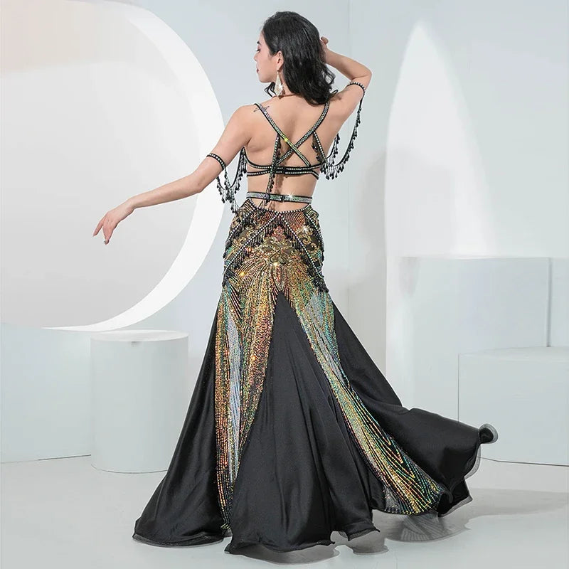 Luxury Sequin Embroidered Crystal Beaded Belly Dance Competition Set | Costume Sets | Wiccan Center