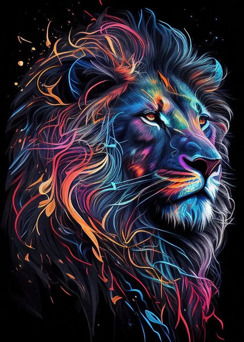 Classic Vintage Animal Wall Art Black Gold Light Coloured Lion HD Canvas Printed Poster Home Living Room Bedroom Decoration