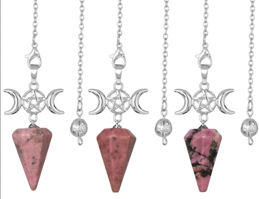 Triple Moon Pentacle Crystal Pendulums | Pendulums | Wiccan Center