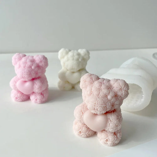 3D Bear Hug Love Silicone Candle Molds Diy Cute Bear Pet Candle Making Supplies Handmade Soap Plaster Resin Mold Home Decor Gift | | Wiccan Center