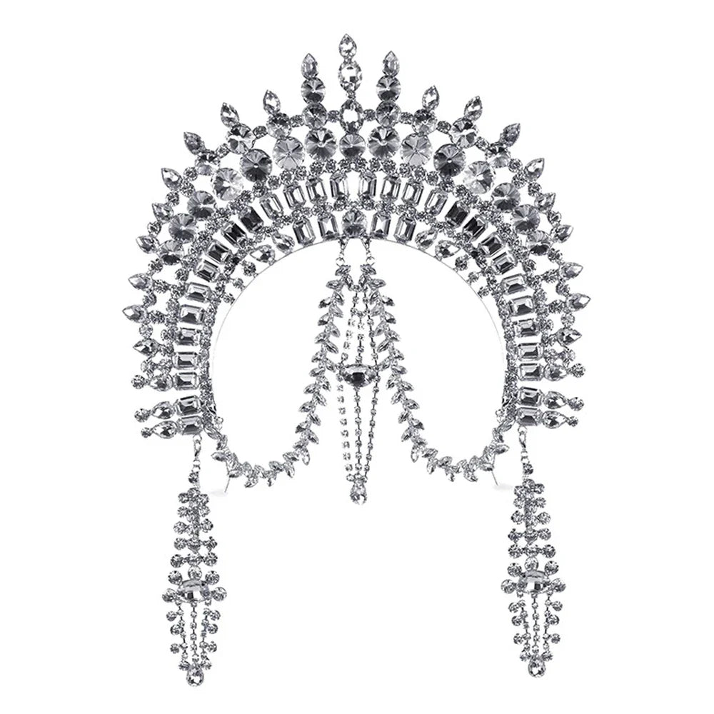 Exaggerated Rhinestone Tassel Crown Headpiece | Headpiece | Wiccan Center