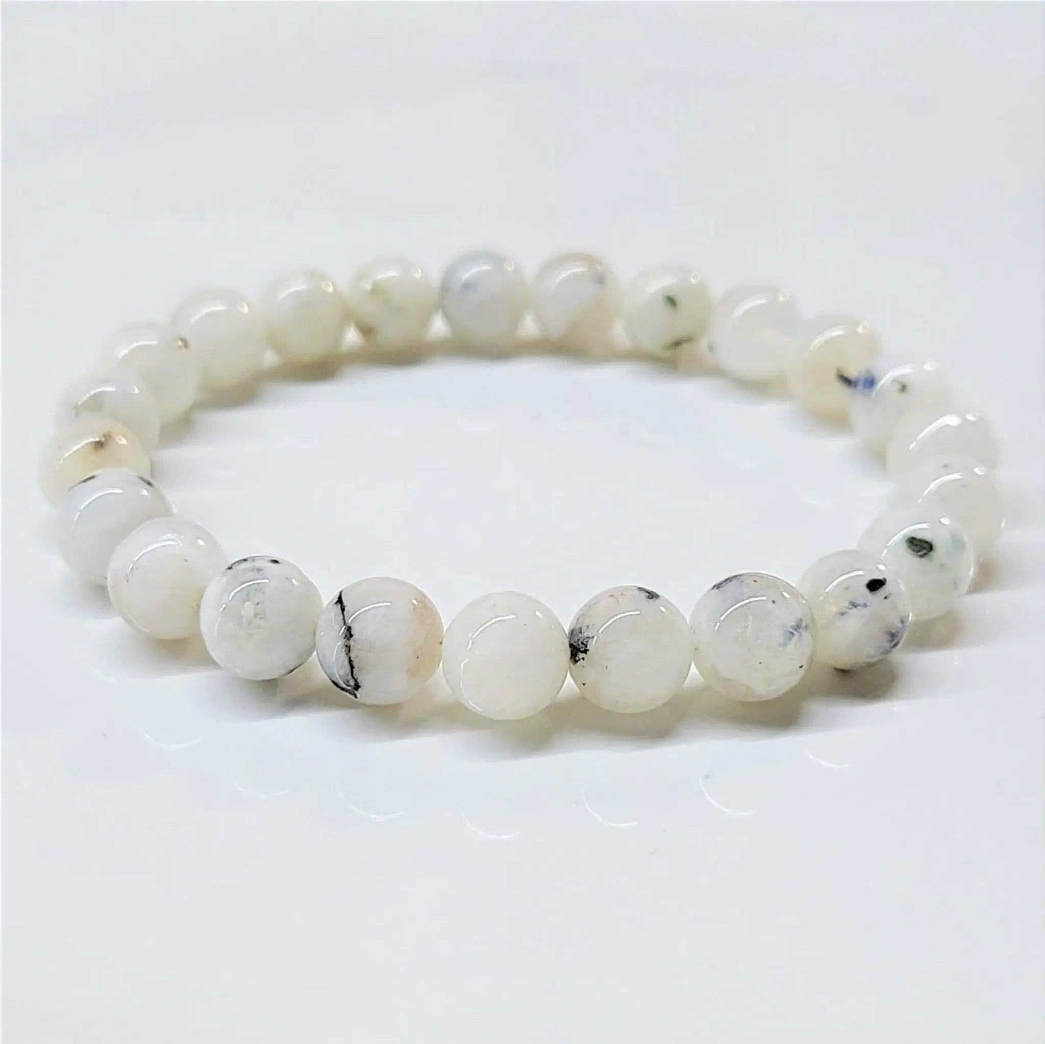 Rainbow Moonstone Round Bead Bracelet - Goddess Energy | Bracelets | Wiccan Center