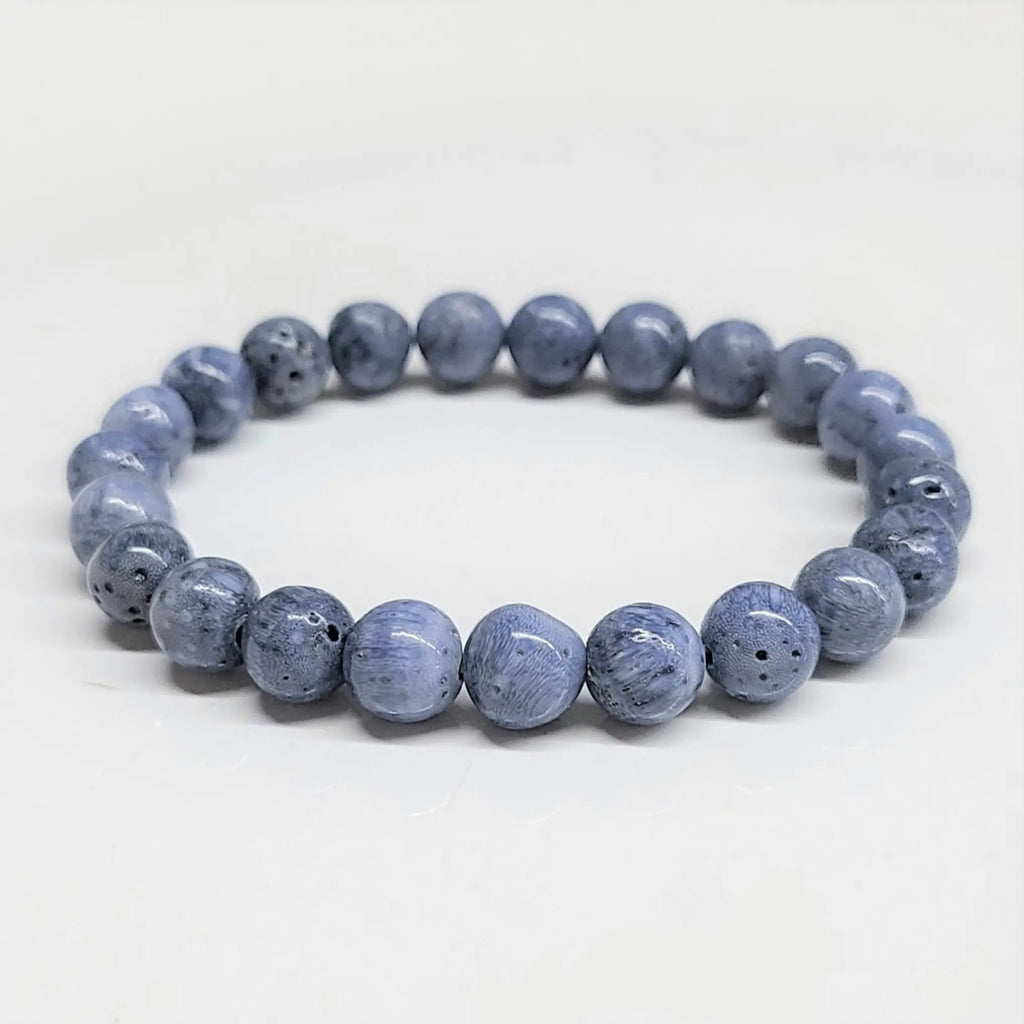 Blue Coral Round Bead Bracelet - Diplomatic Calm | Bracelets | Wiccan Center