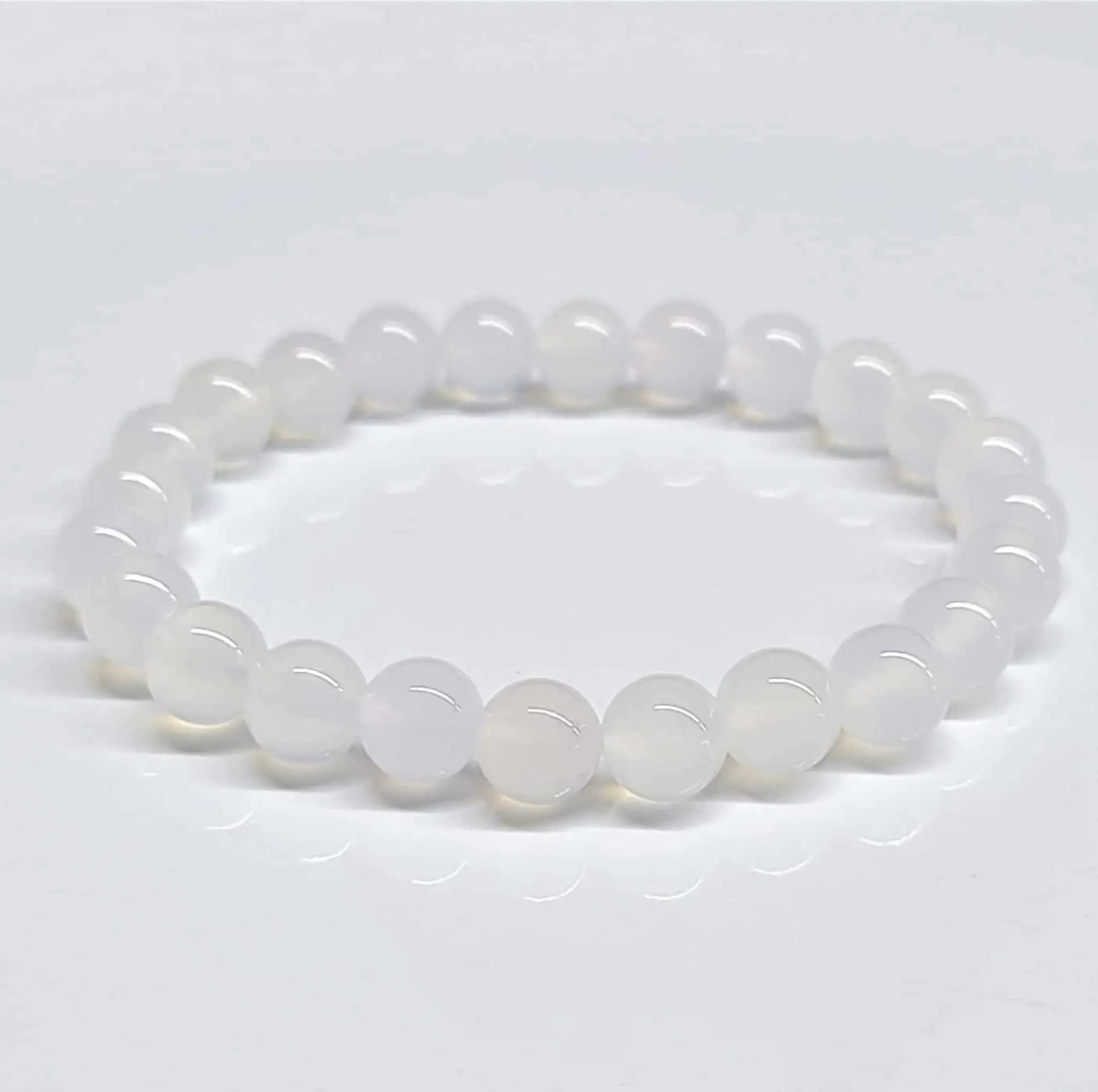 Chalcedony Round Bead Bracelet - Calming Tranquility | Bracelets | Wiccan Center