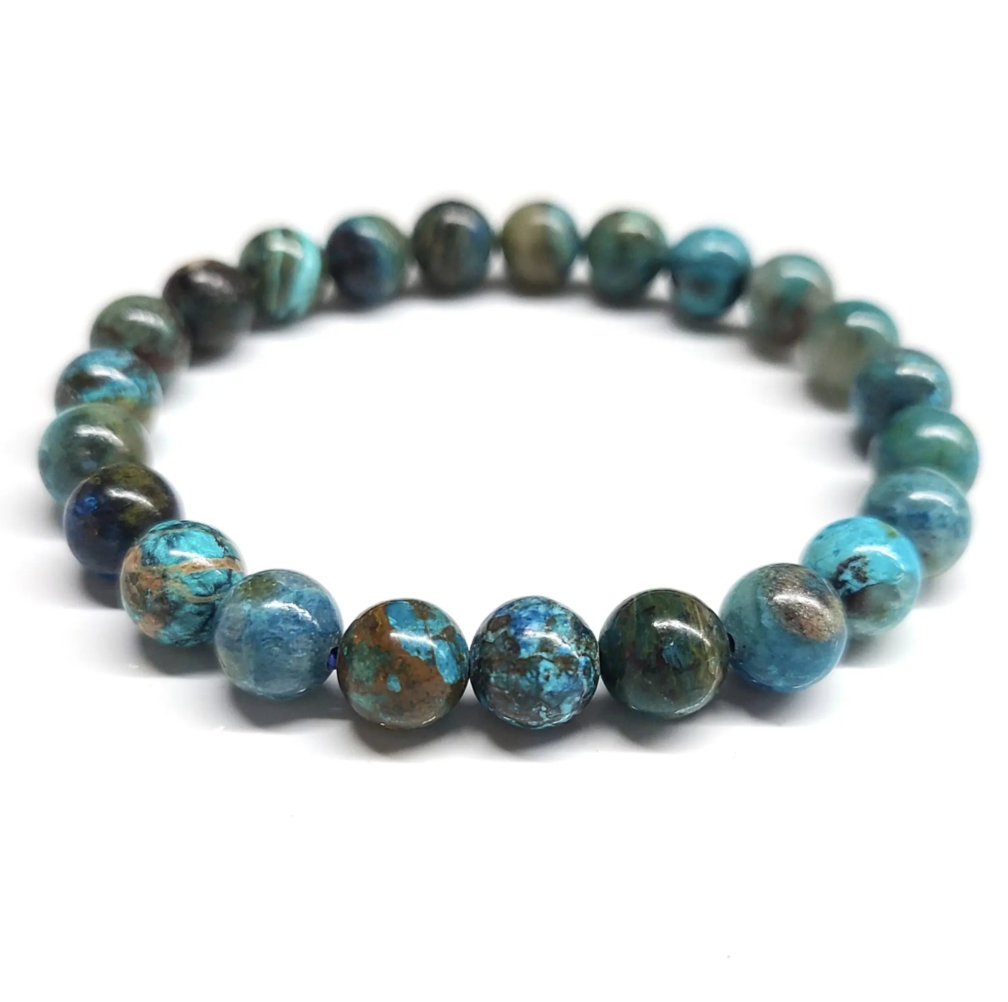 Chrysocolla Round Bead Bracelet - Wise Expression | Bracelets | Wiccan Center