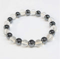 Clear Quartz & Hematite Round Bead Bracelet 8mm - Pure Intuition | Bracelets | Wiccan Center