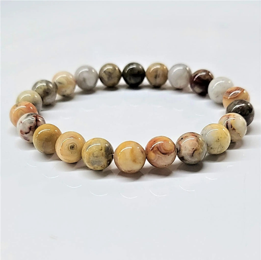 Crazy Lace Agate Round Bead Bracelet - Celebration Energy | Bracelets | Wiccan Center