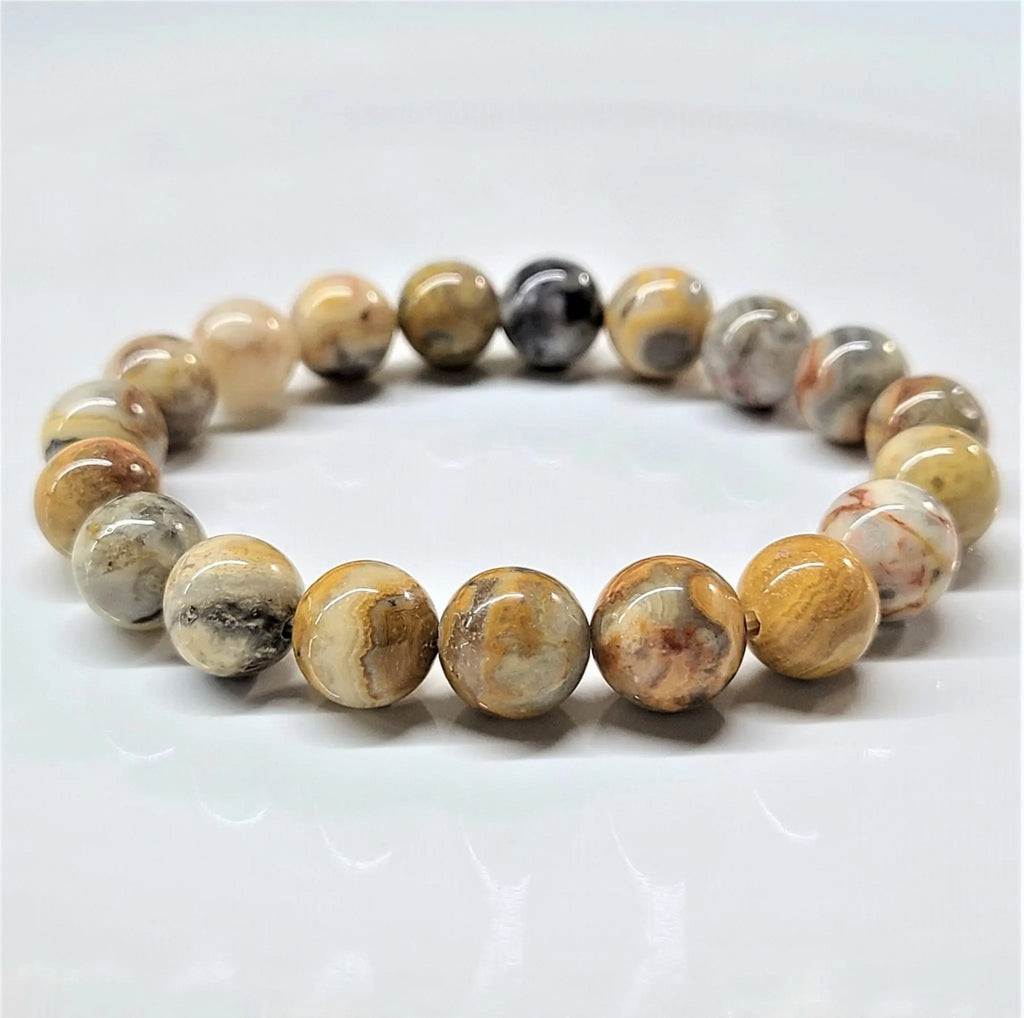 Crazy Lace Agate Round Bead Bracelet - Celebration Energy | Bracelets | Wiccan Center