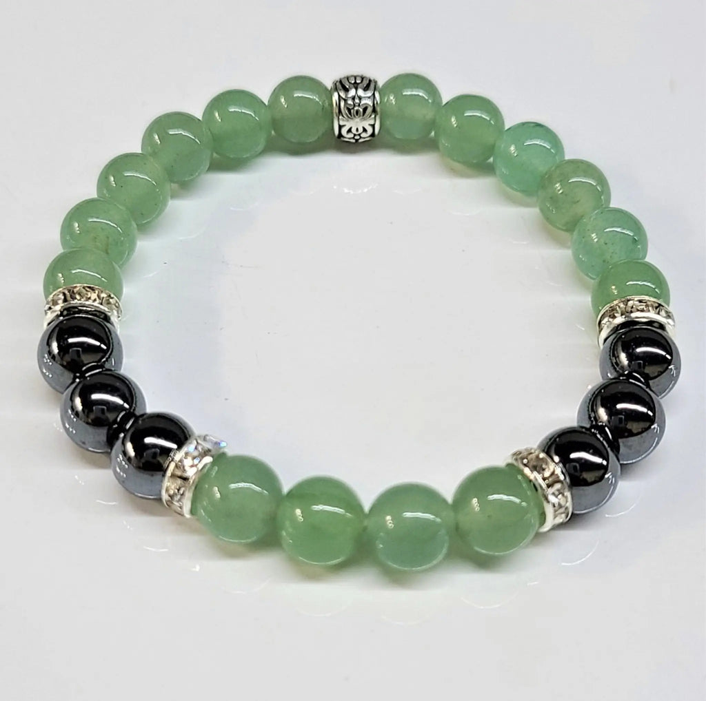Aventurine & Hematite Round Bead Bracelet - Balanced Prosperity | Bracelets | Wiccan Center
