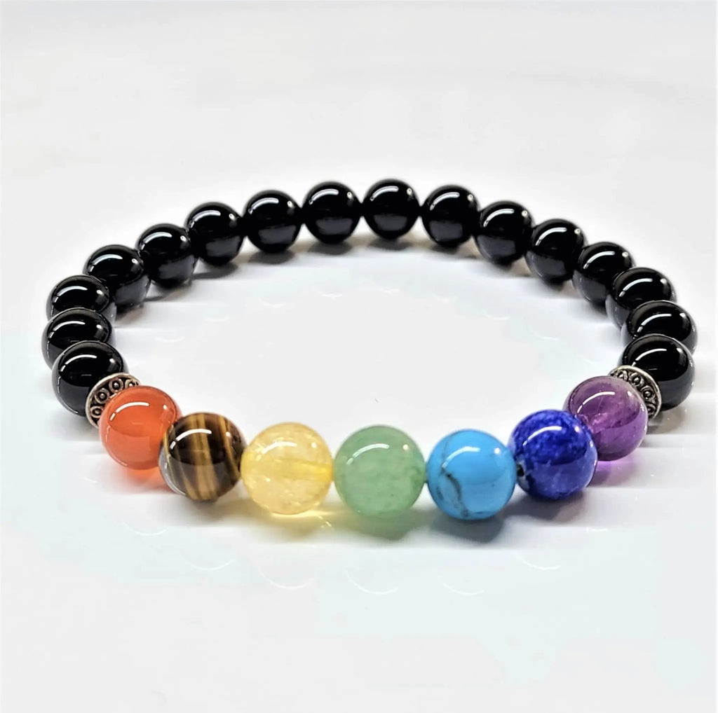Black Onyx Chakra Round Bead Bracelet - Enduring Strength | Bracelets | Wiccan Center
