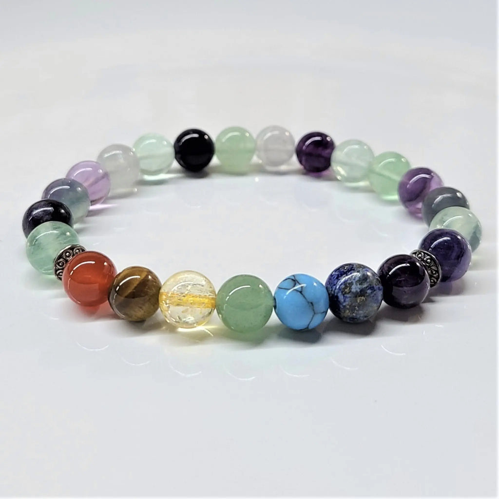 Fluorite Chakra Round Bead Bracelet 8mm - Focused Intuition | Bracelets | Wiccan Center