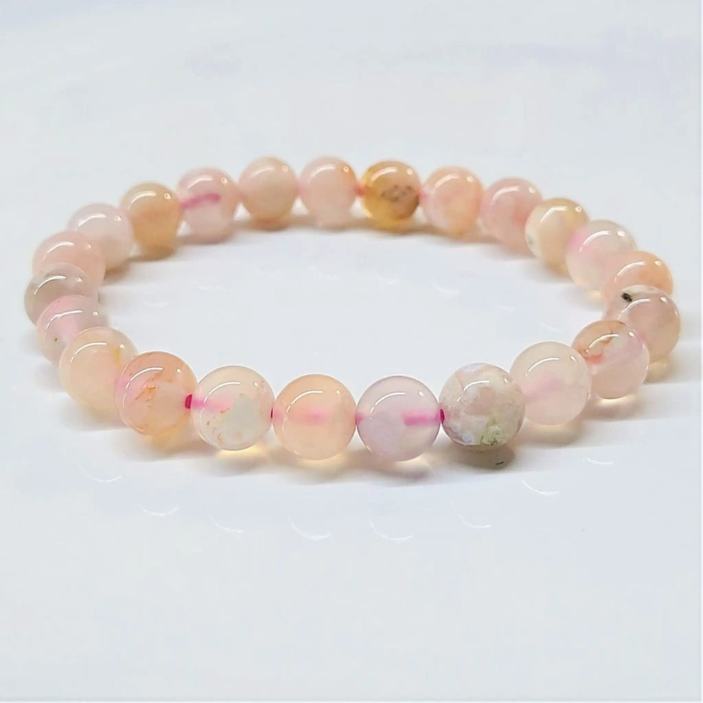 Flower Agate Round Bead Bracelet - Joyful Growth | Bracelets | Wiccan Center