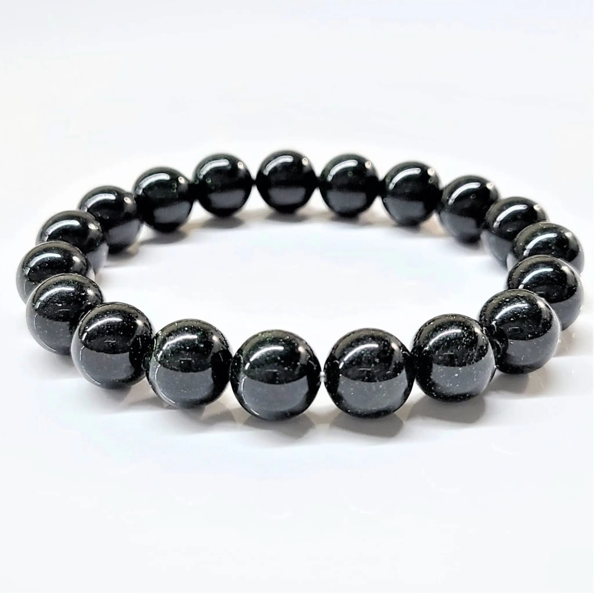 Green Goldstone Round Bead Bracelet - Energy Shield | Bracelets | Wiccan Center