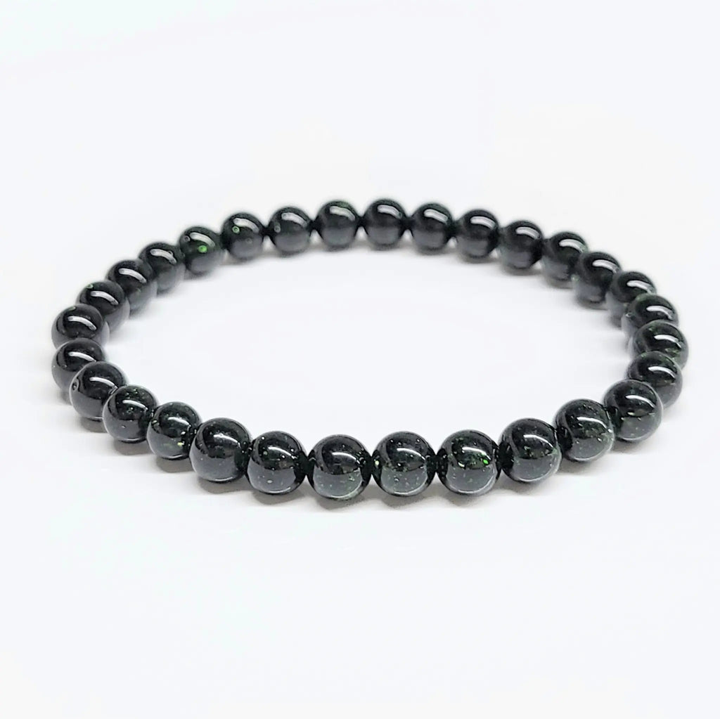 Green Goldstone Round Bead Bracelet - Energy Shield | Bracelets | Wiccan Center