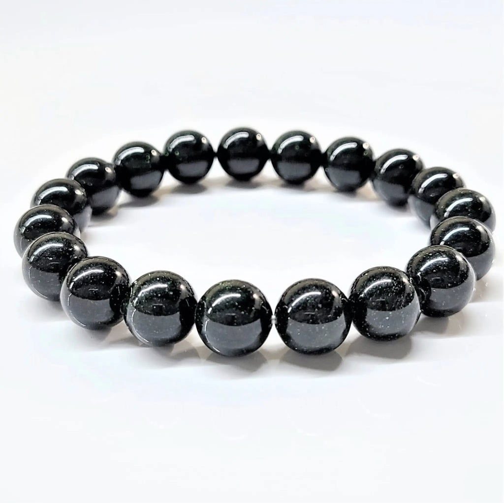 Green Goldstone Round Bead Bracelet - Energy Shield | Bracelets | Wiccan Center