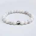 Howlite Yin Yang Round Bead Bracelet 8mm - Emotional Stability | Bracelets | Wiccan Center