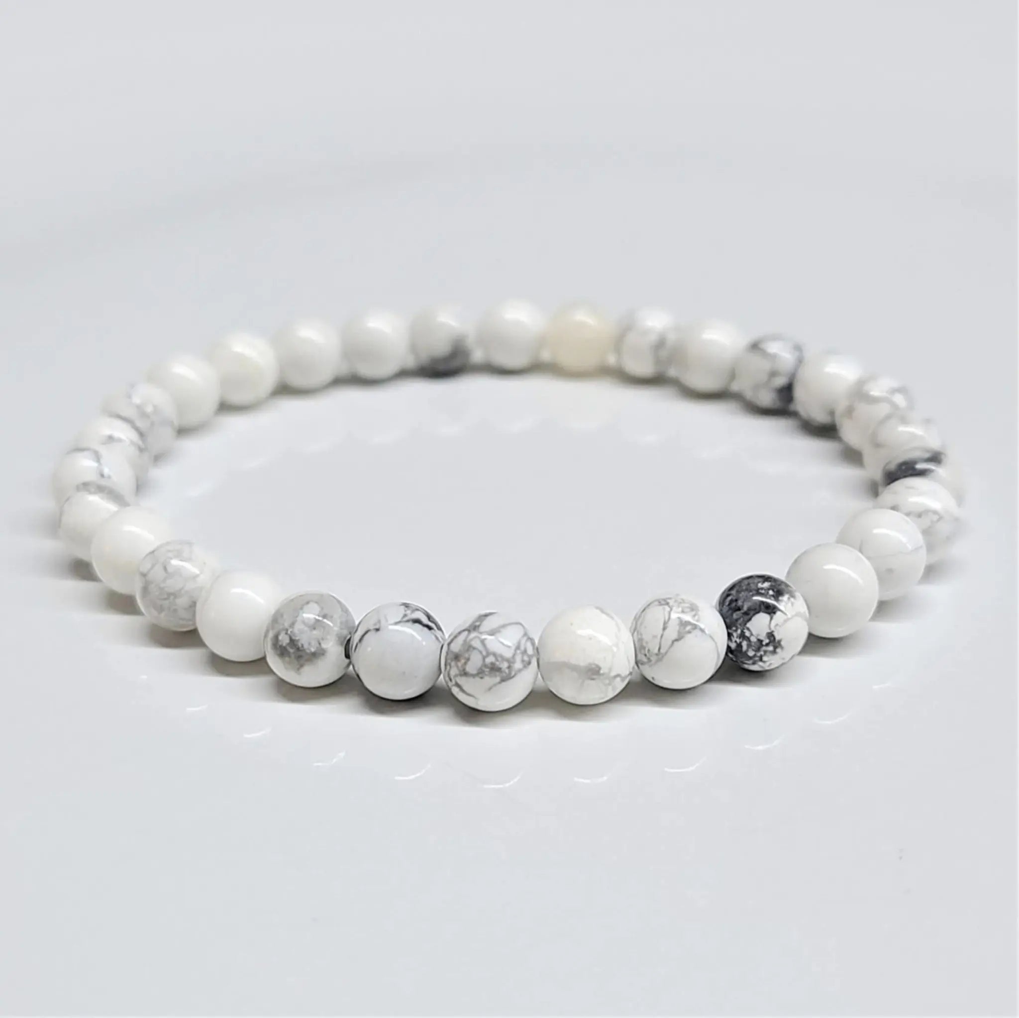 White Howlite Round Bead Bracelet - Anger Eater | Bracelets | Wiccan Center