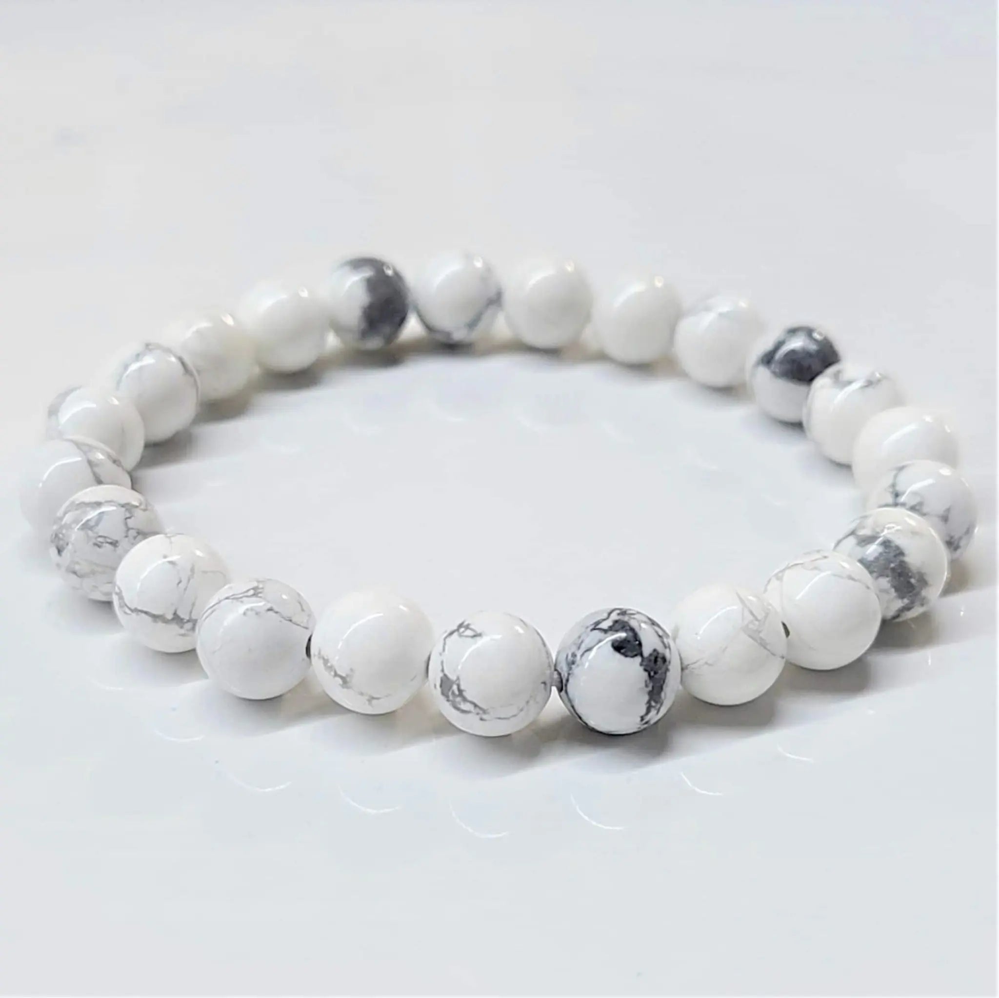 White Howlite Round Bead Bracelet - Anger Eater | Bracelets | Wiccan Center