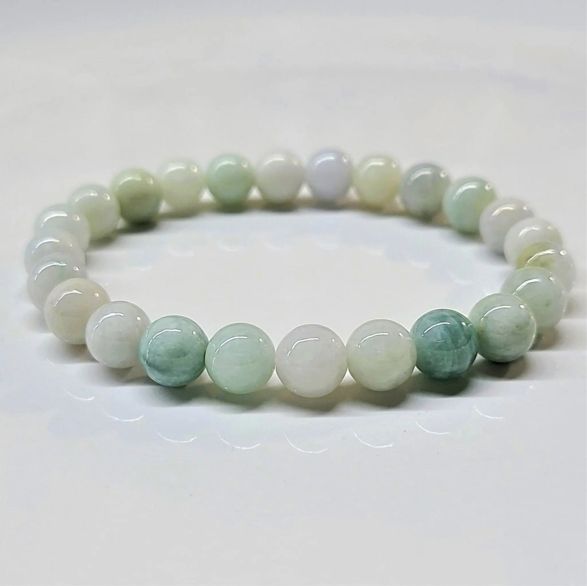 Jadeite Jade Round Bead Bracelet 8mm - Lucky Prosperity | Bracelets | Wiccan Center