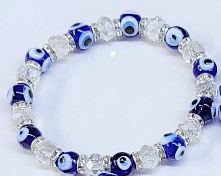 Evil Eye White Bead Stackable Bracelet | Bracelets | Wiccan Center