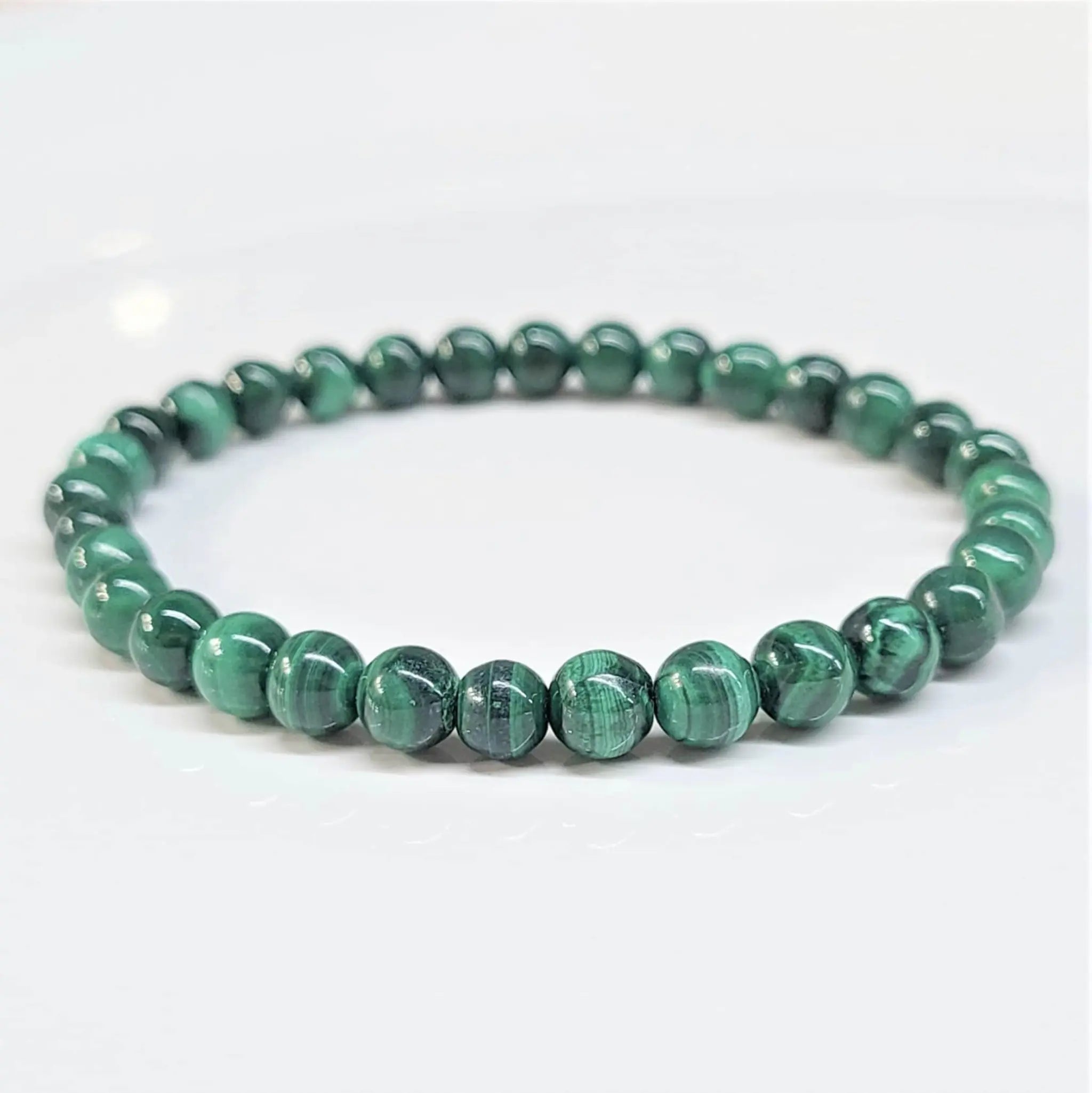Natural Malachite Round Bead Bracelet - Abundant Love | Bracelets | Wiccan Center