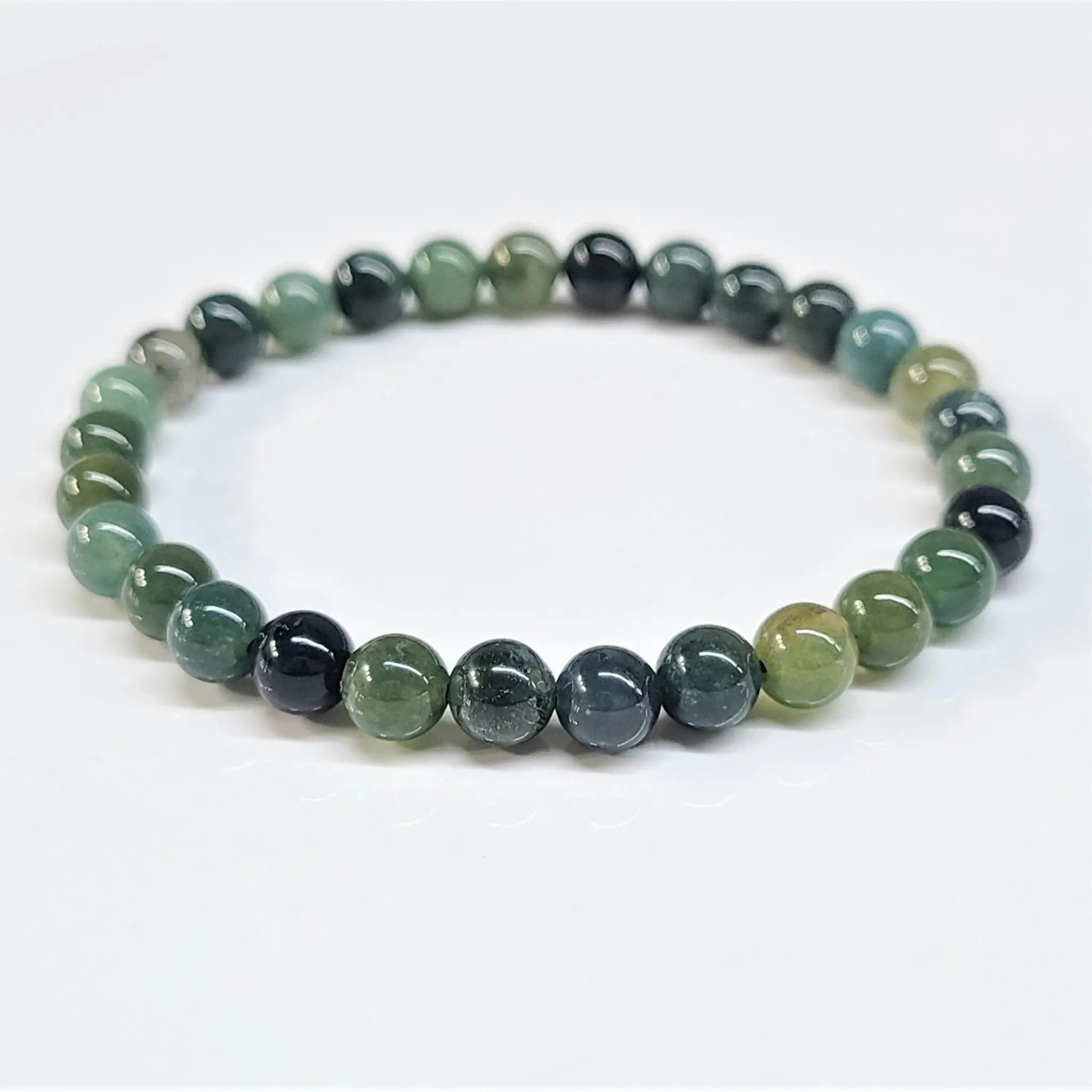Moss Agate Round Bead Bracelet - Nature Renewal | Bracelets | Wiccan Center