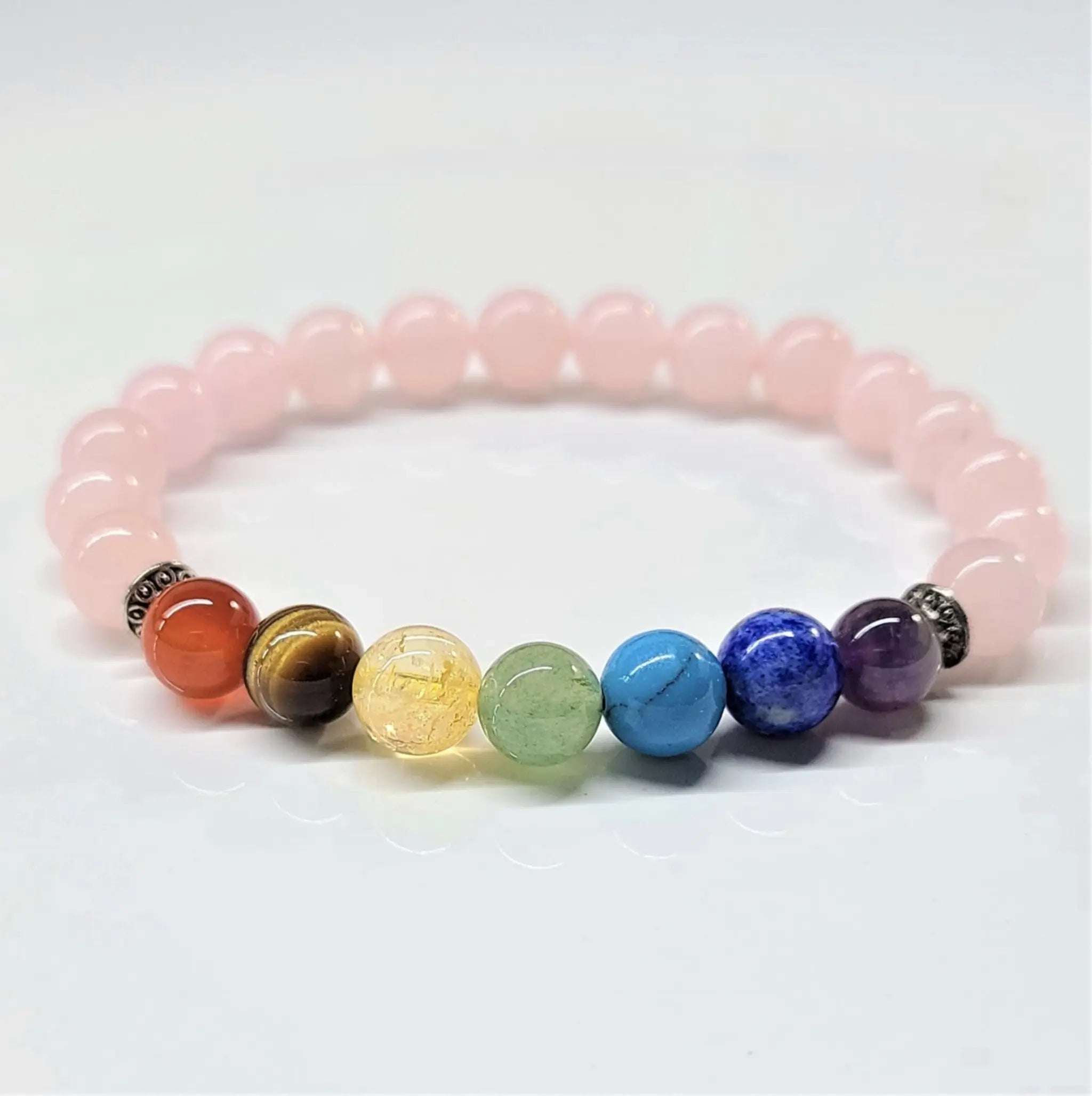 Rose Quartz Chakra Round Bead Bracelet 8mm - Nurturing Love | Bracelets | Wiccan Center