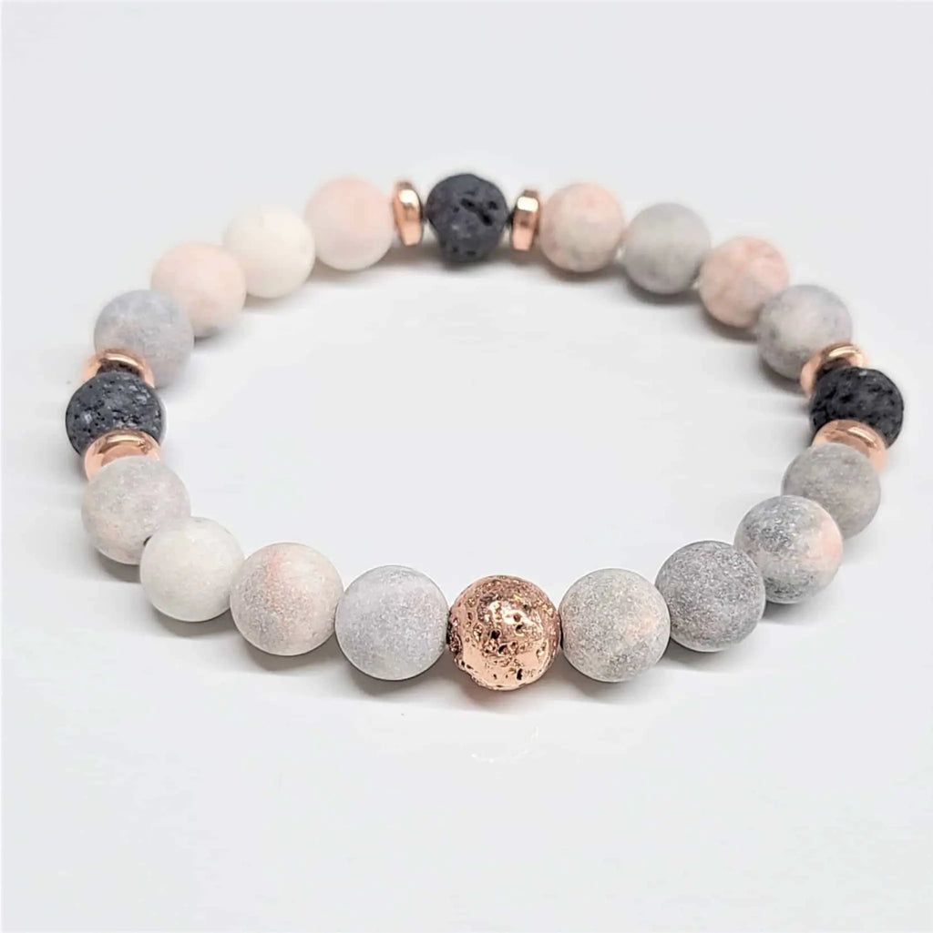 Pink Zebra Jasper Round Bead Bracelet 8mm - Optimistic Outlook | Bracelets | Wiccan Center