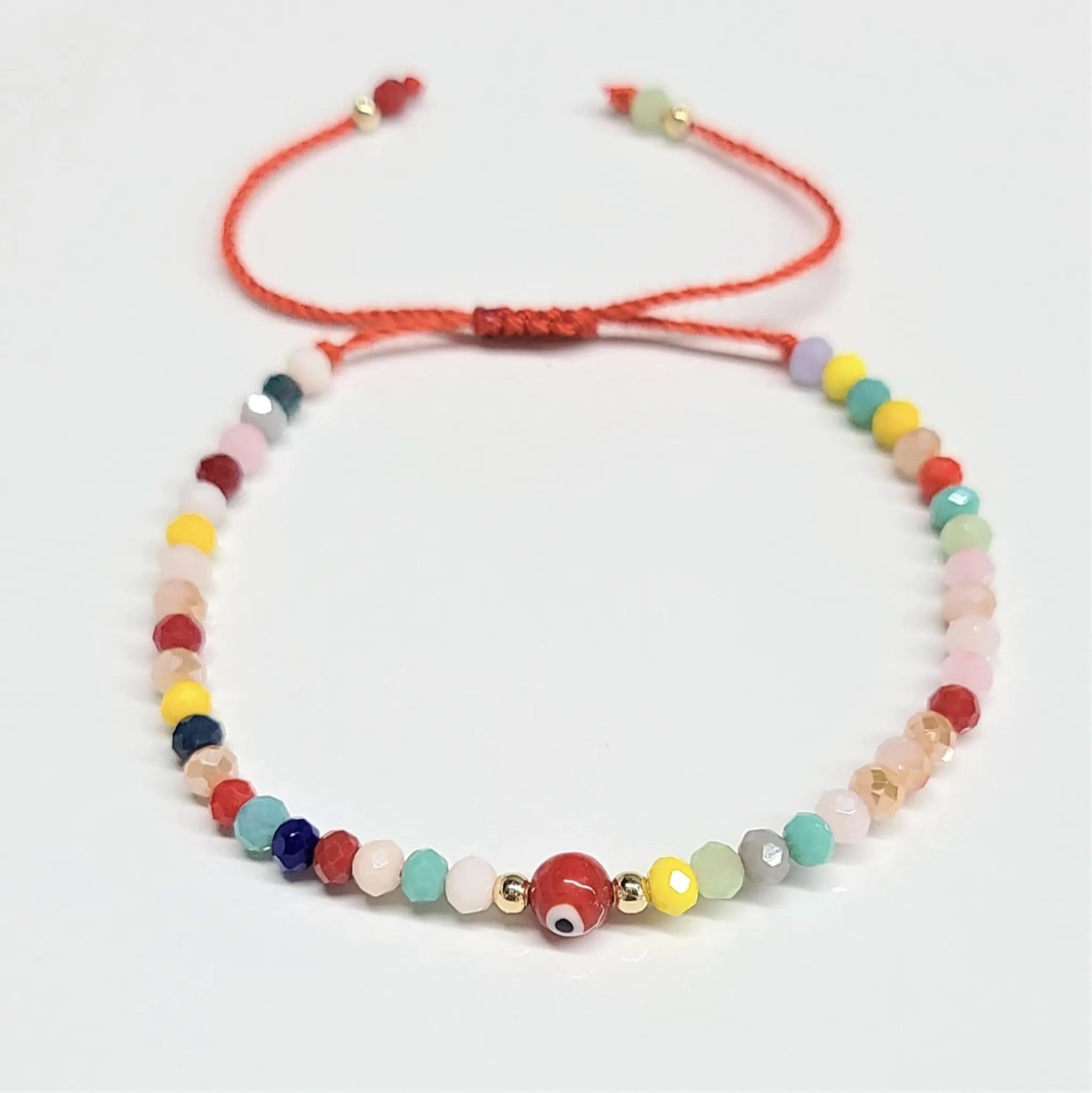 Protection Bracelet - Red String Evil Eye w/ Faceted Beads | Bracelets | Wiccan Center