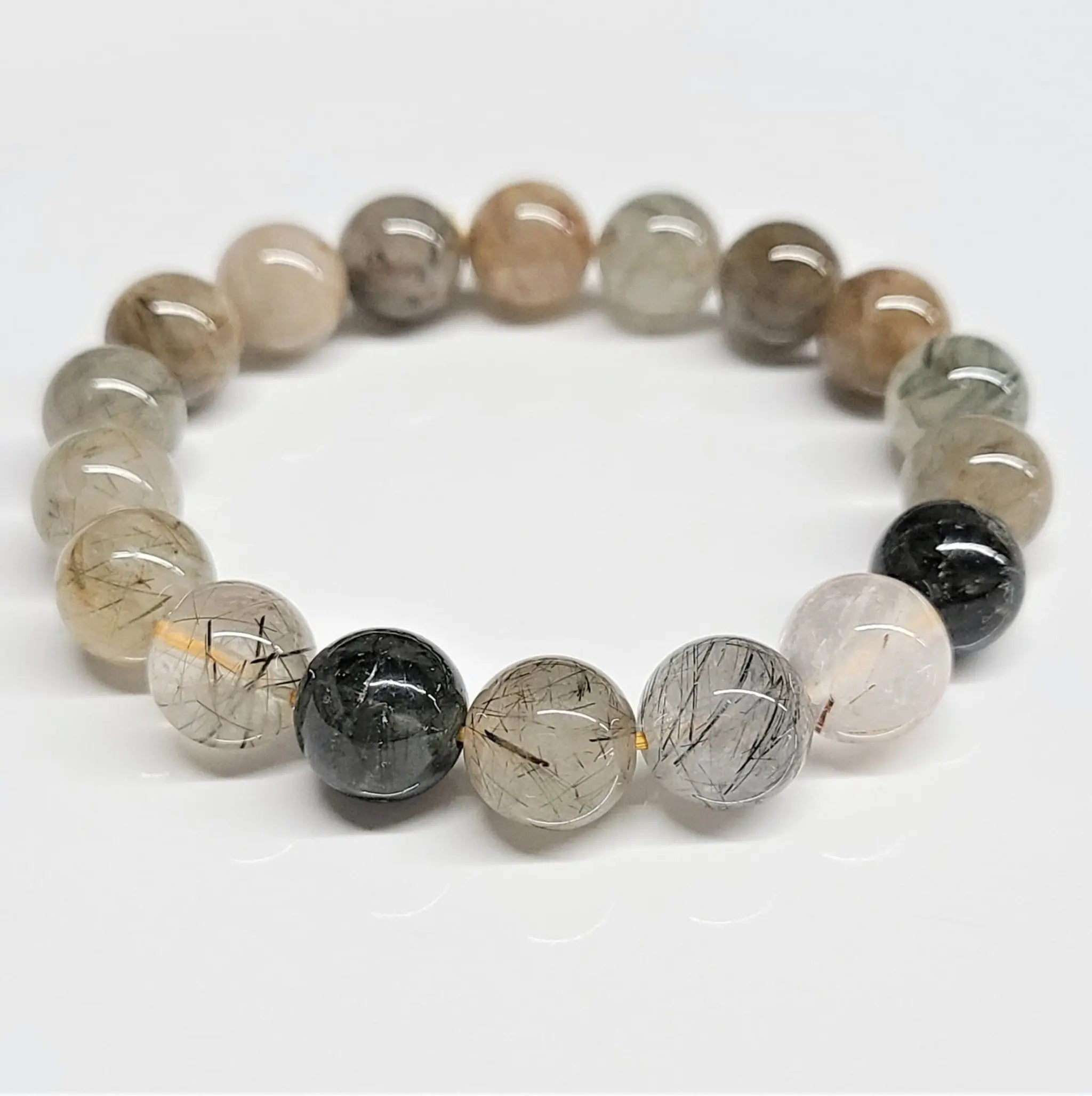 Rutilated Quartz Round Bead Bracelet - Spiritual Illumination | Bracelets | Wiccan Center