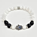Selenite Lava Hamsa Round Bead Bracelet 8mm - Grounded Clarity | Bracelets | Wiccan Center
