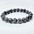 Snowflake Obsidian Round Bead Bracelet - Angelic Protection | Bracelets | Wiccan Center