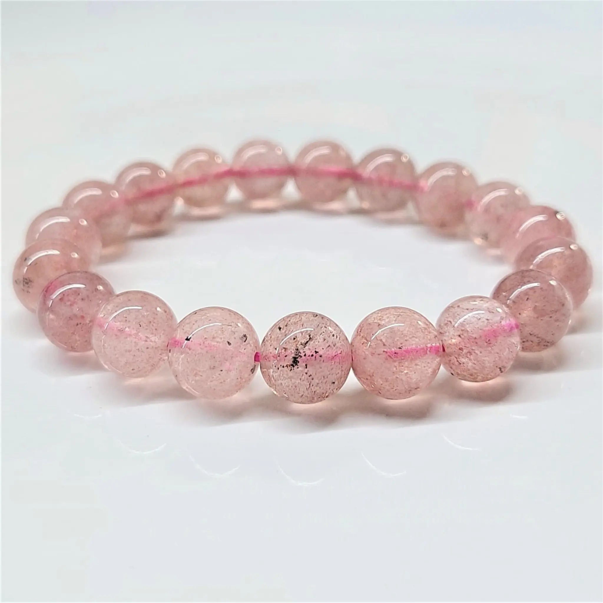 Strawberry Quartz Round Bead Bracelet - Soulmate Magnetism | Bracelets | Wiccan Center