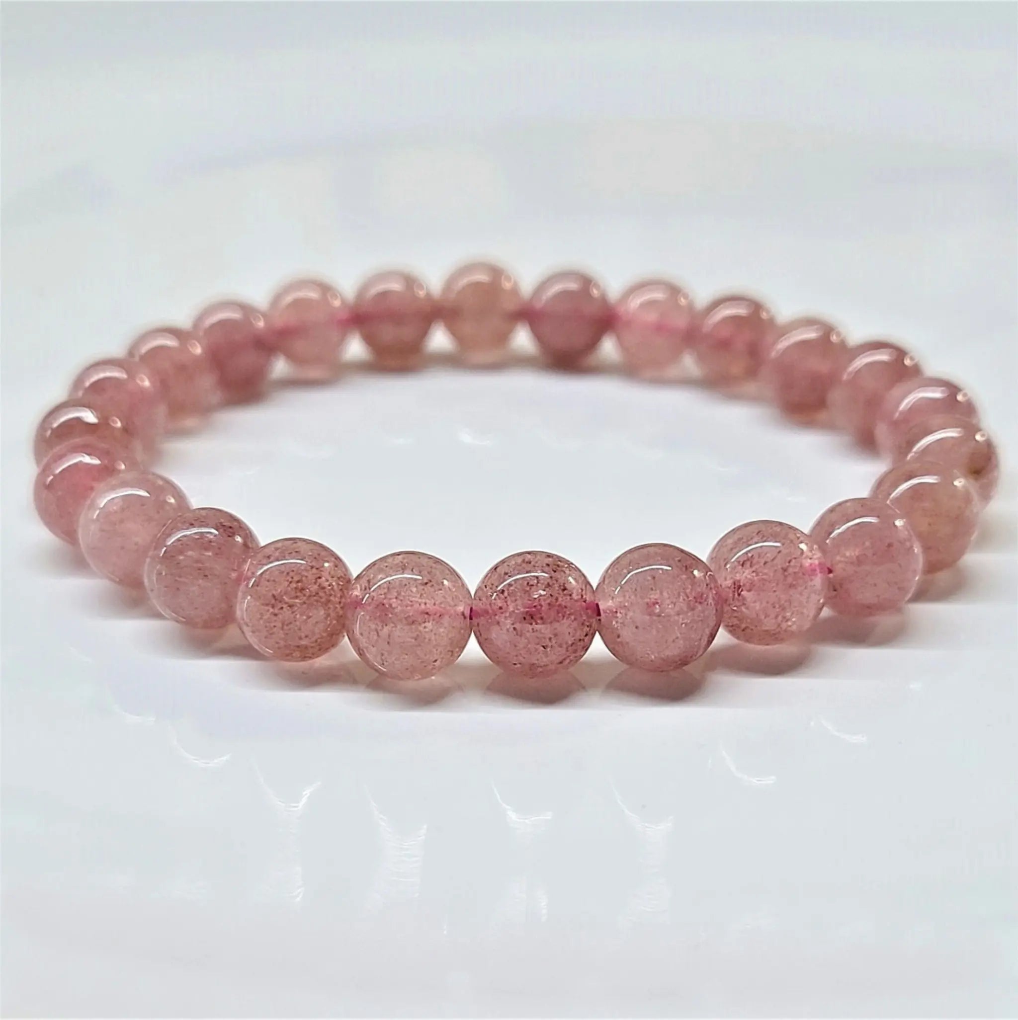 Strawberry Quartz Round Bead Bracelet - Soulmate Magnetism | Bracelets | Wiccan Center