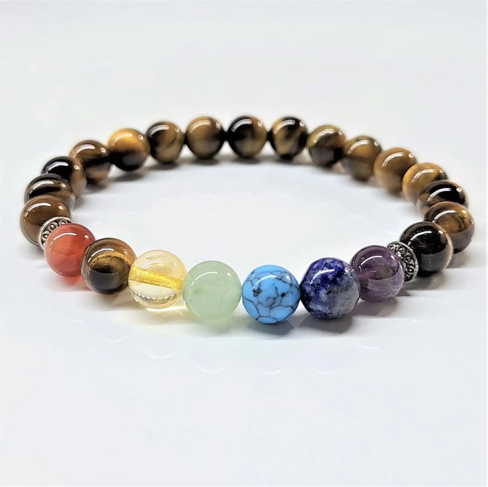 Tiger Eye Chakra Round Bead Bracelet - Balanced Power | Bracelets | Wiccan Center