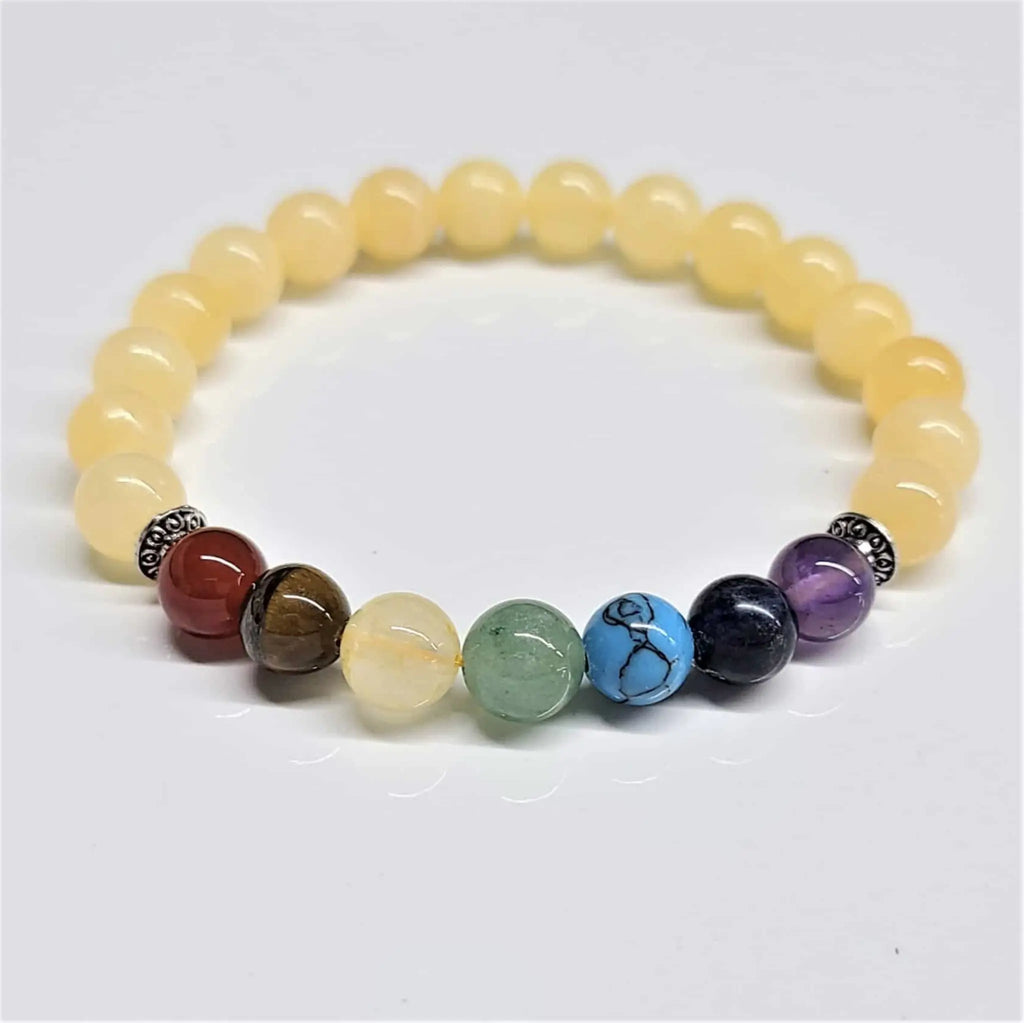 Yellow Jade Chakra Round Bead Bracelet 8mm - Joyful Fortune | Bracelets | Wiccan Center