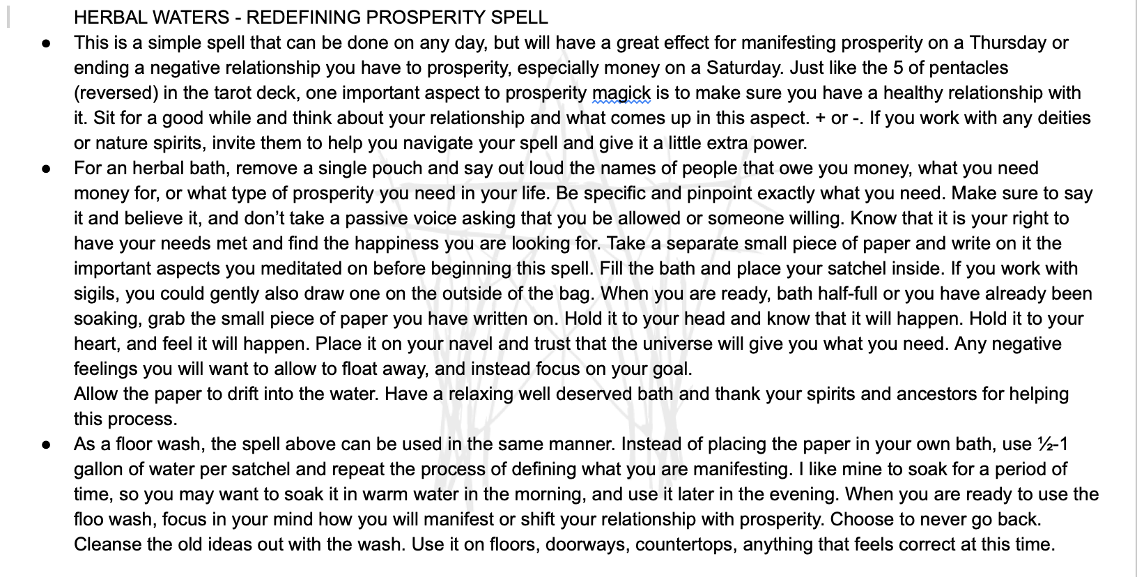 Herbal Waters - Floor Wash, Herbal Bath, Spell Kits - Redefining Prosperity | Bath | Wiccan Center