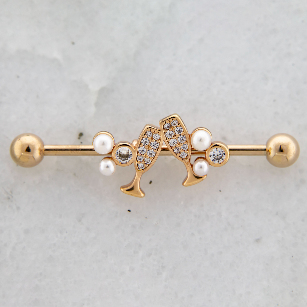 14G Champagne Glasses Industrial Barbell | | Wiccan Center